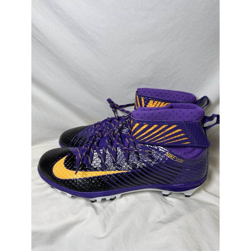 Nike Lunarbeast Elite TD PF Cleats Purple Gold LSU Size‎ 16 847588-018 MSRP $160